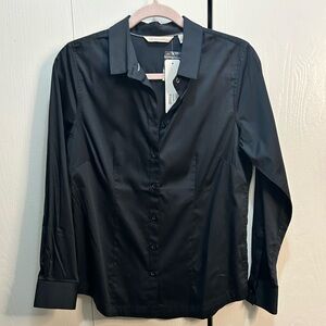 Soft Surroundings Women’s Classic Black Dress Shirt, “The Perfect Shirt”